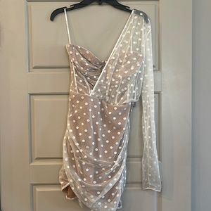 White Fox asymmetrical mini dress